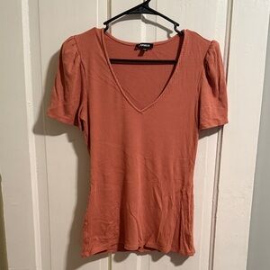 Express Rust V-Neck Blouse